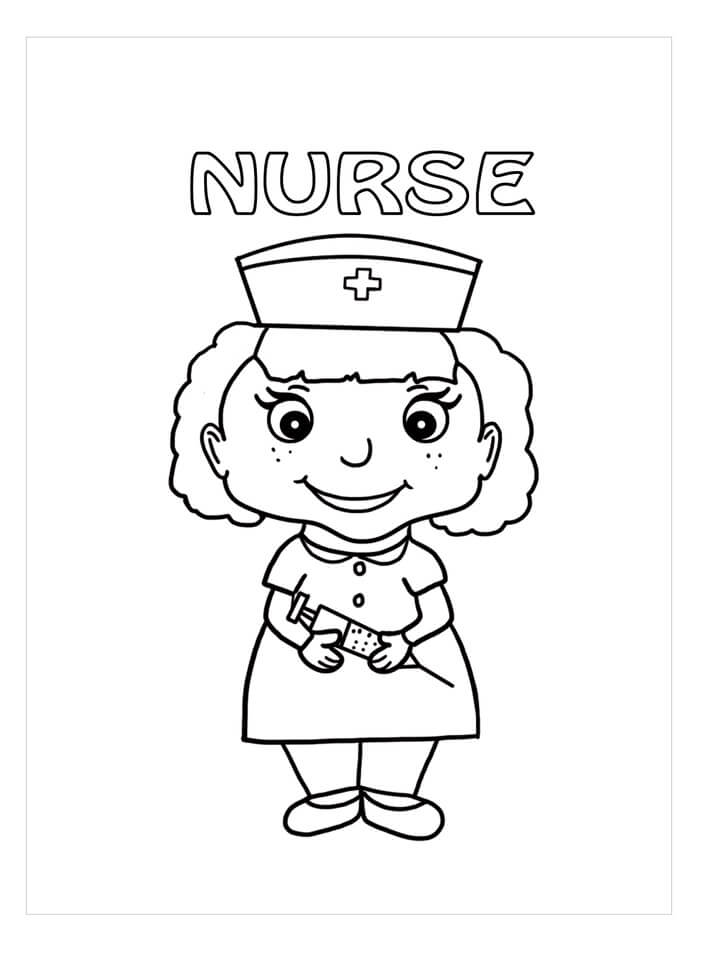 Dibujo de Buena Enfermera para Colorear y Imprimir