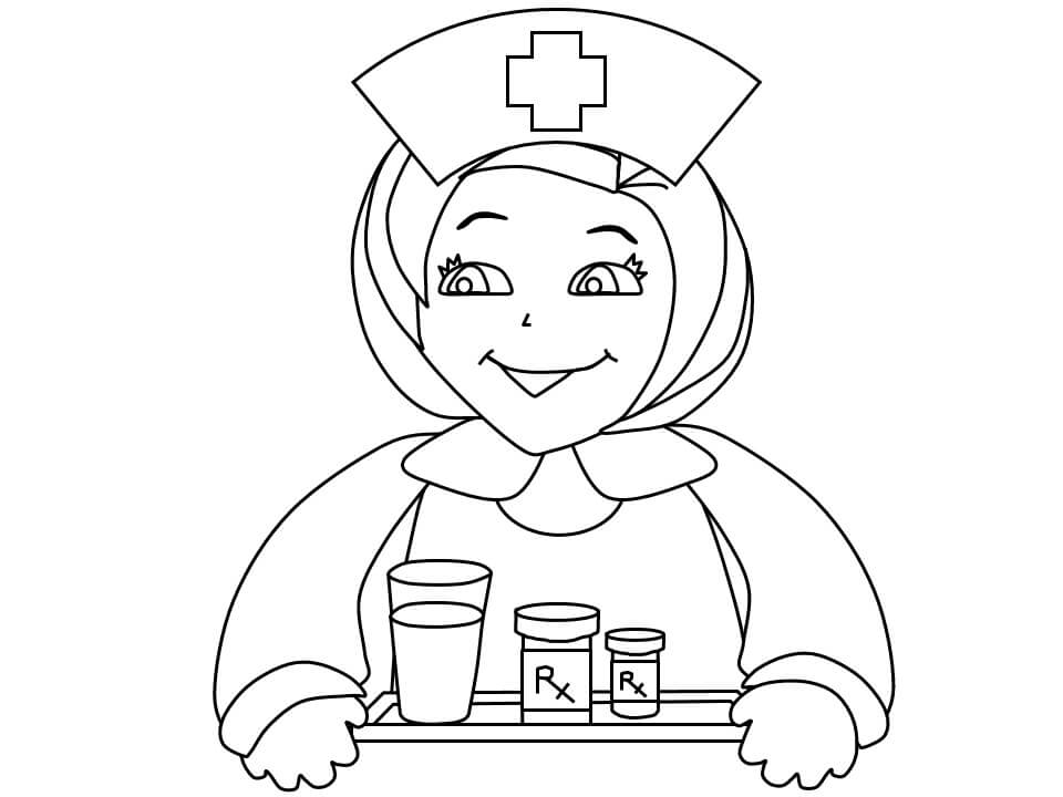 Dibujo de Cara de Enfermera para Colorear y Imprimir