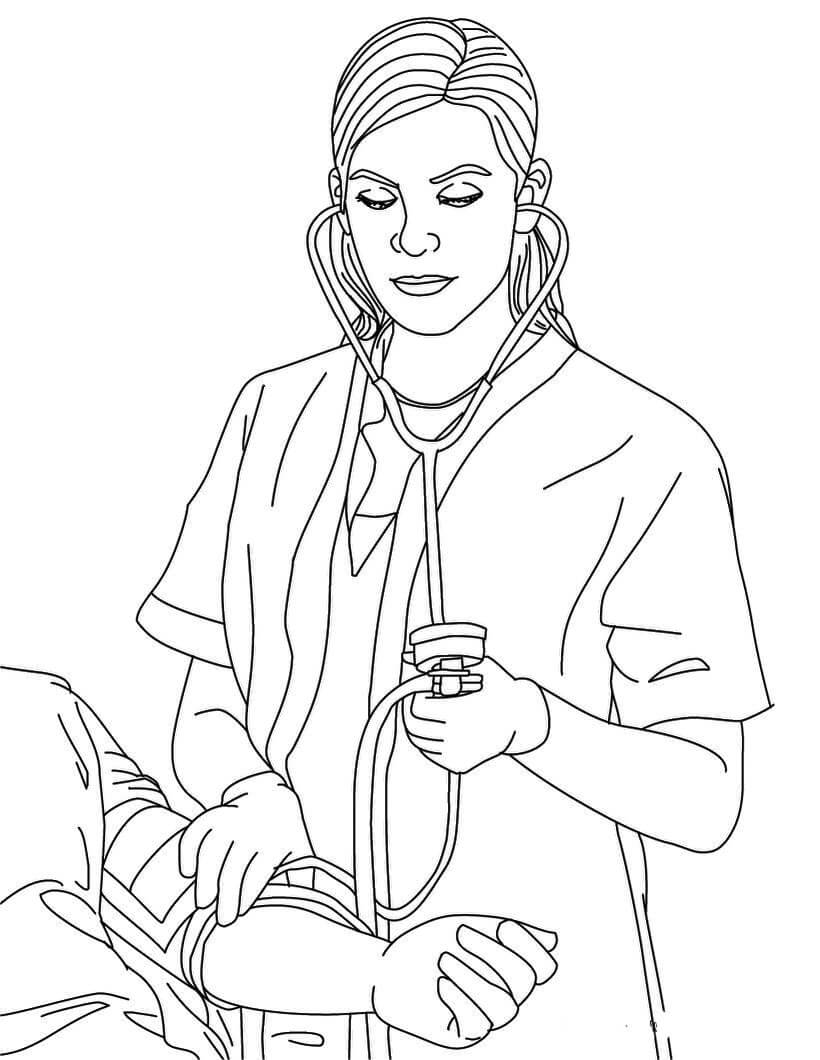 Dibujo de Enfermera Básica para Colorear y Imprimir