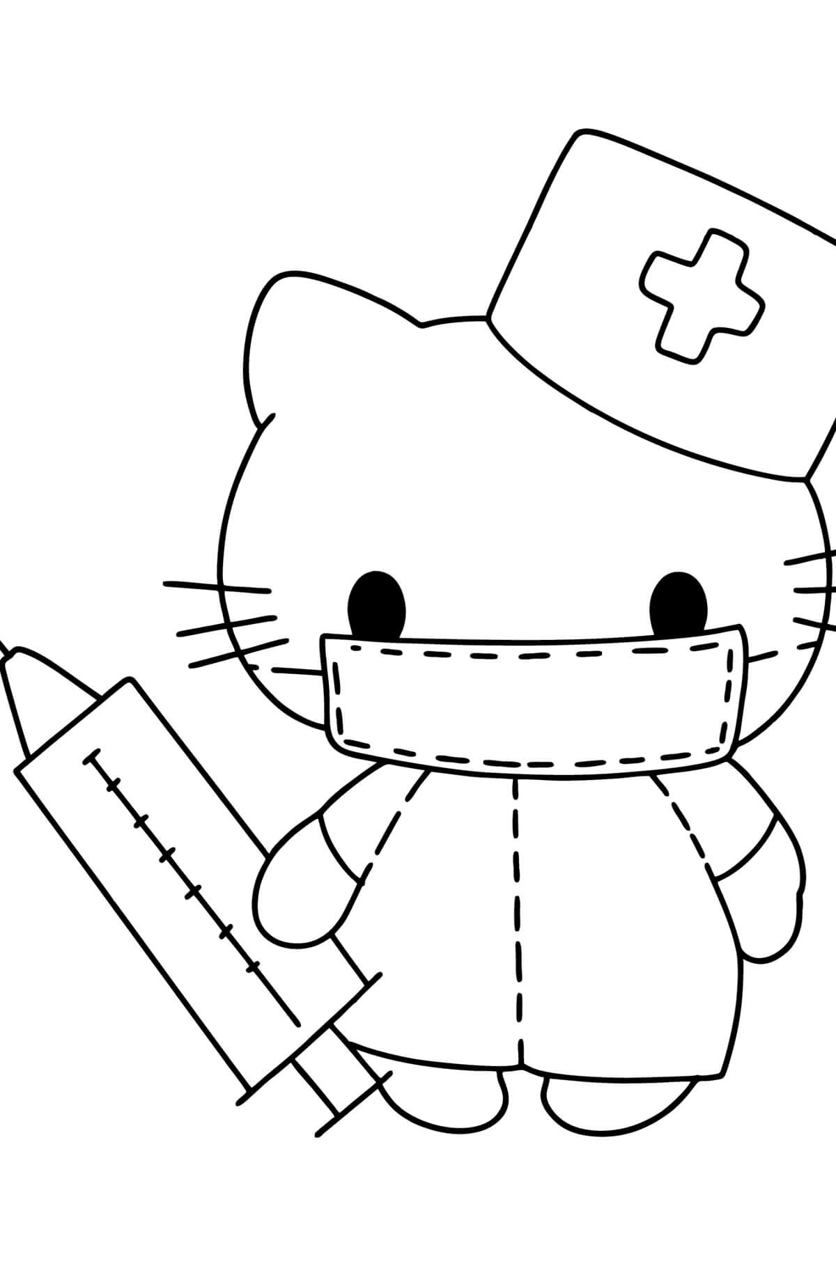 Dibujo de Enfermera de Hello Kitty para Colorear y Imprimir