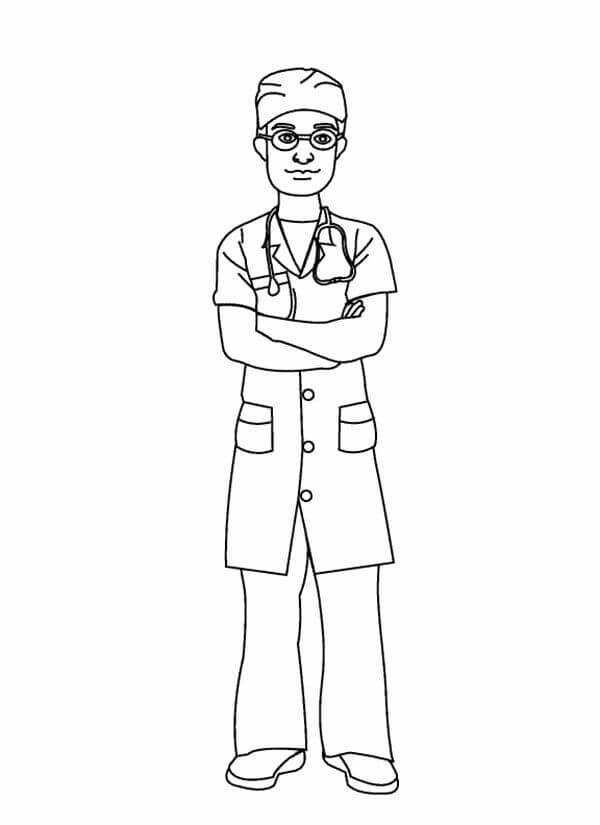 Dibujo de Enfermera de Hombre para Colorear y Imprimir
