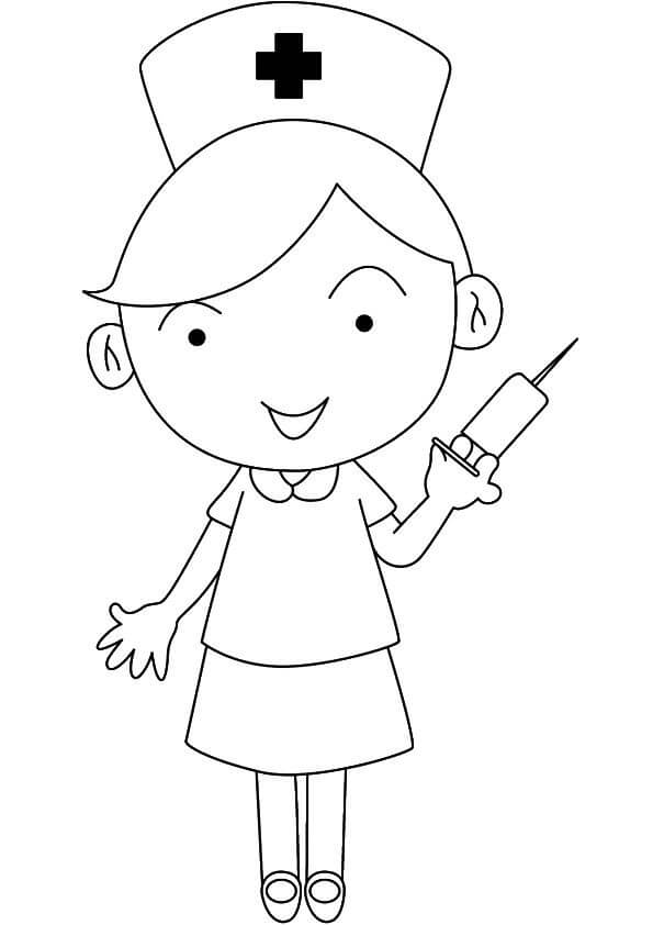 Dibujo de Enfermera Divertida para Colorear y Imprimir