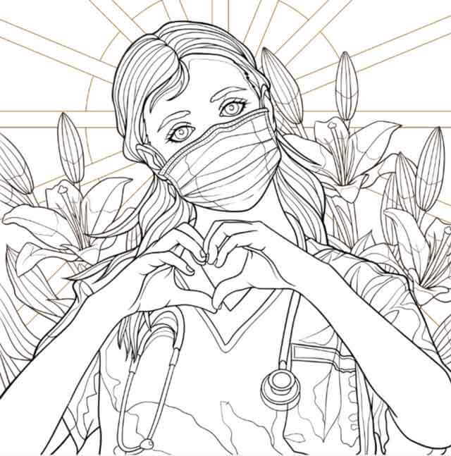Dibujo de Enfermera Impresionante para Colorear y Imprimir