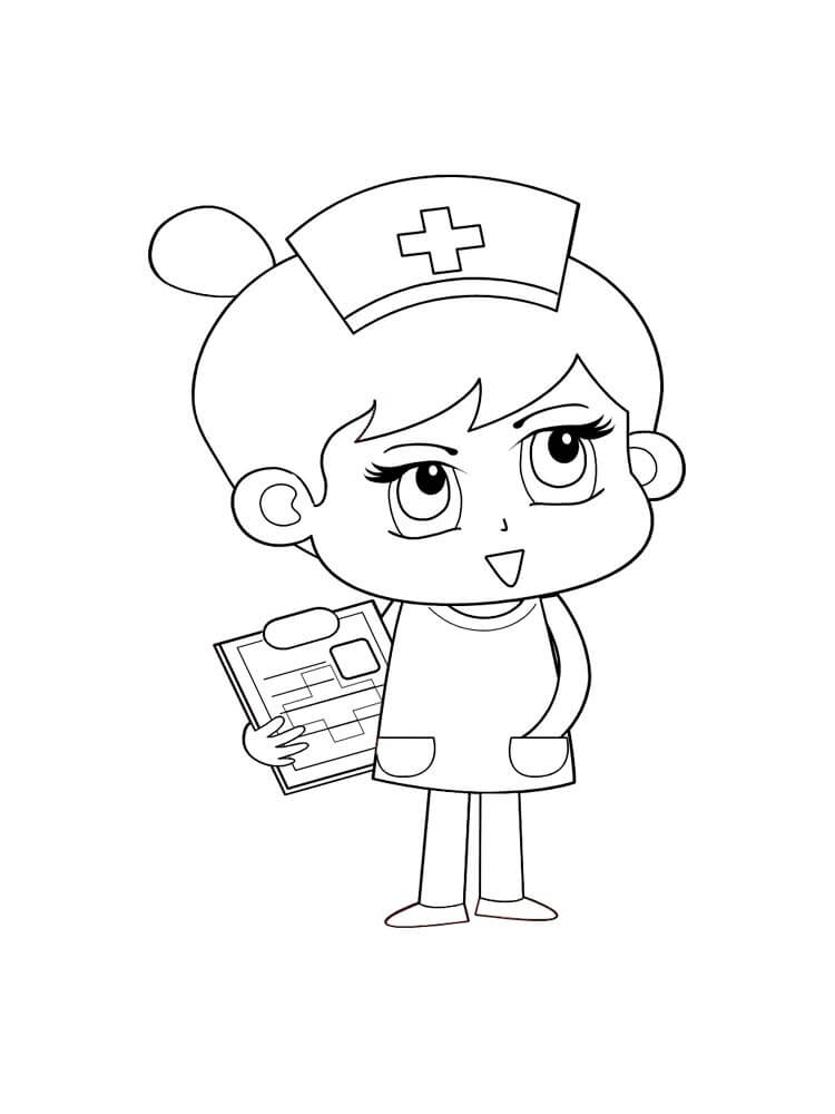 Dibujo de Enfermera Imprimible para Colorear y Imprimir