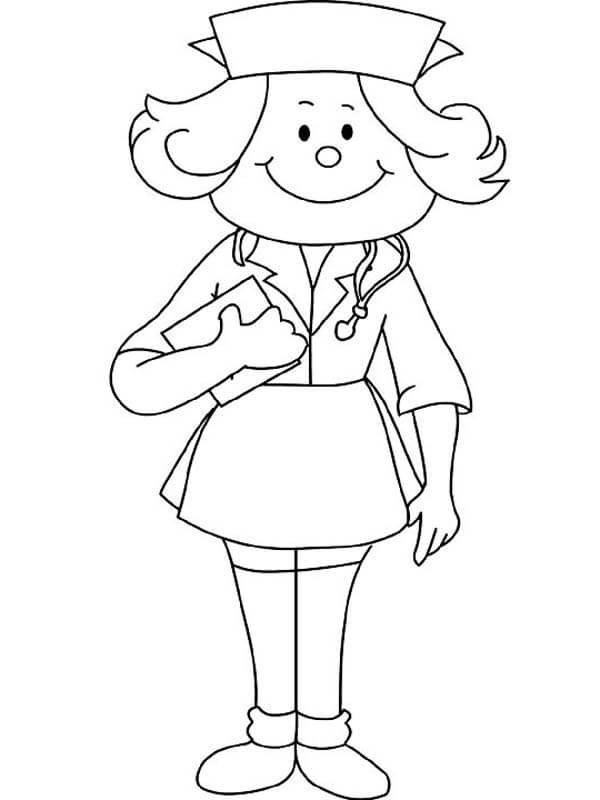 Dibujo de Enfermera Perfecta para Colorear y Imprimir