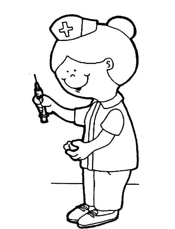 Dibujo de Enfermera Sencilla para Colorear y Imprimir