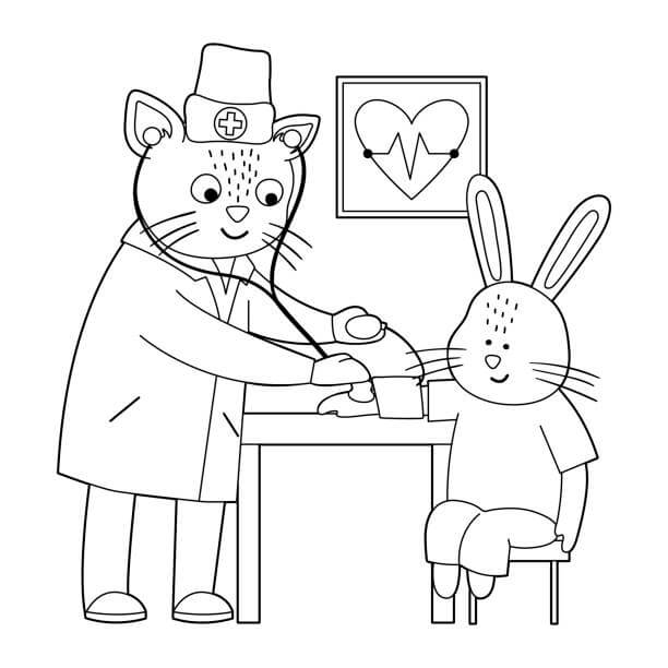 Dibujo de Enfermero de Animales para Colorear y Imprimir
