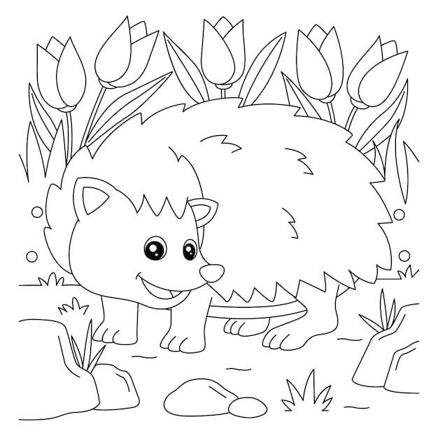 Dibujo de Buen Erizo para Colorear y Imprimir