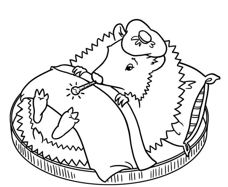 Dibujo de Erizo Durmiendo para Colorear y Imprimir