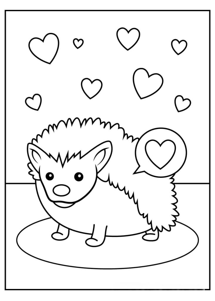 Dibujo de Erizo Enamorado para Colorear y Imprimir
