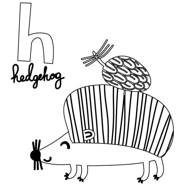 Dibujo de Letra H para Erizo para Colorear y Imprimir