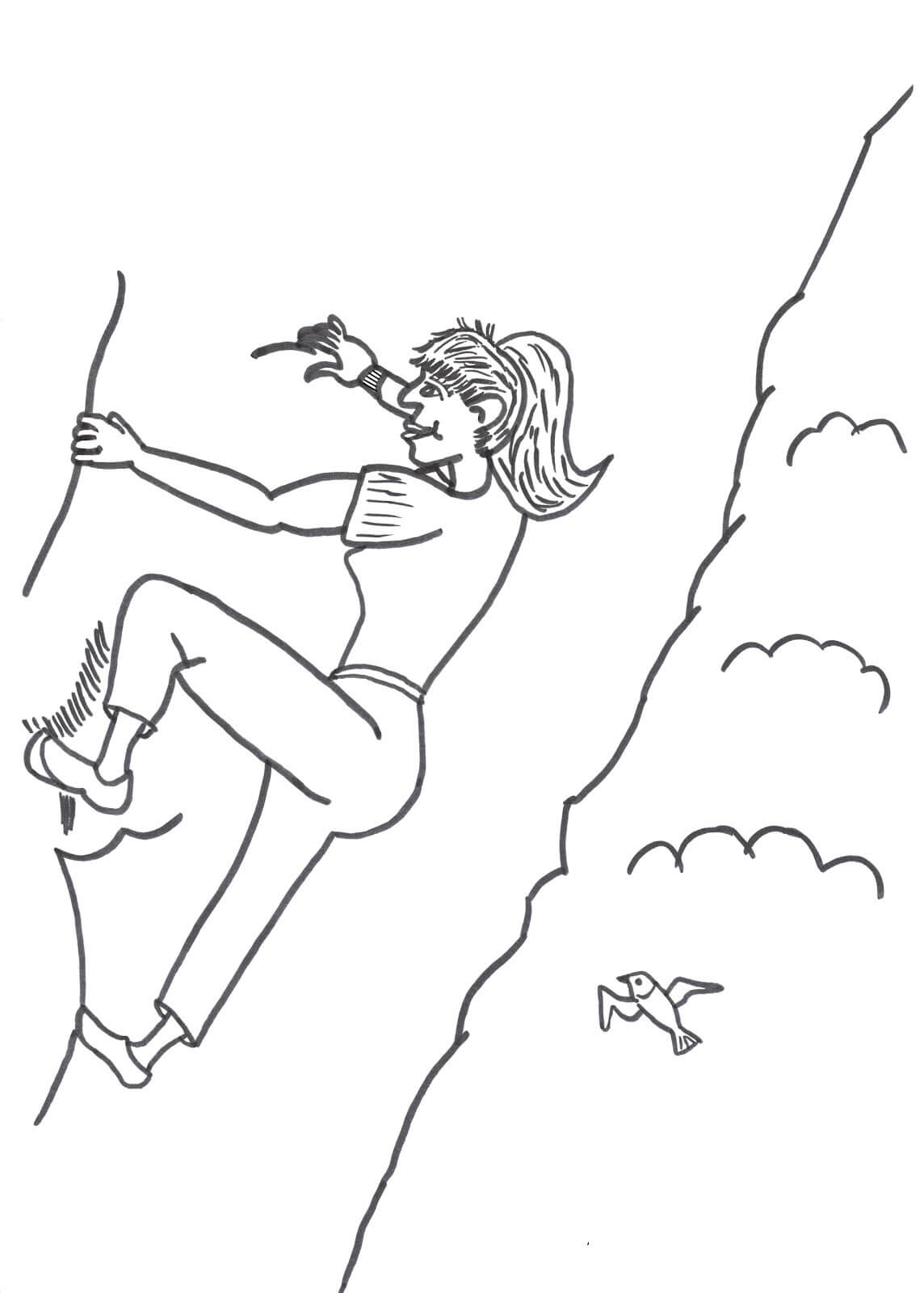 Dibujo de Dibujo Chica Escalada En Roca para Colorear y Imprimir