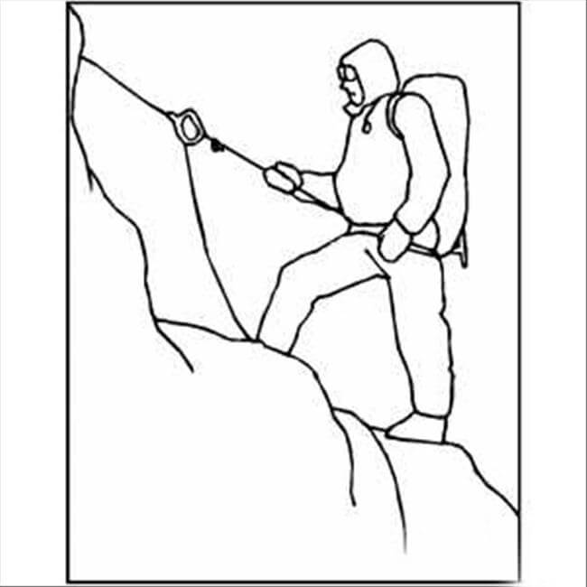 Dibujo de Escalada de Montaña Nevada para Colorear y Imprimir