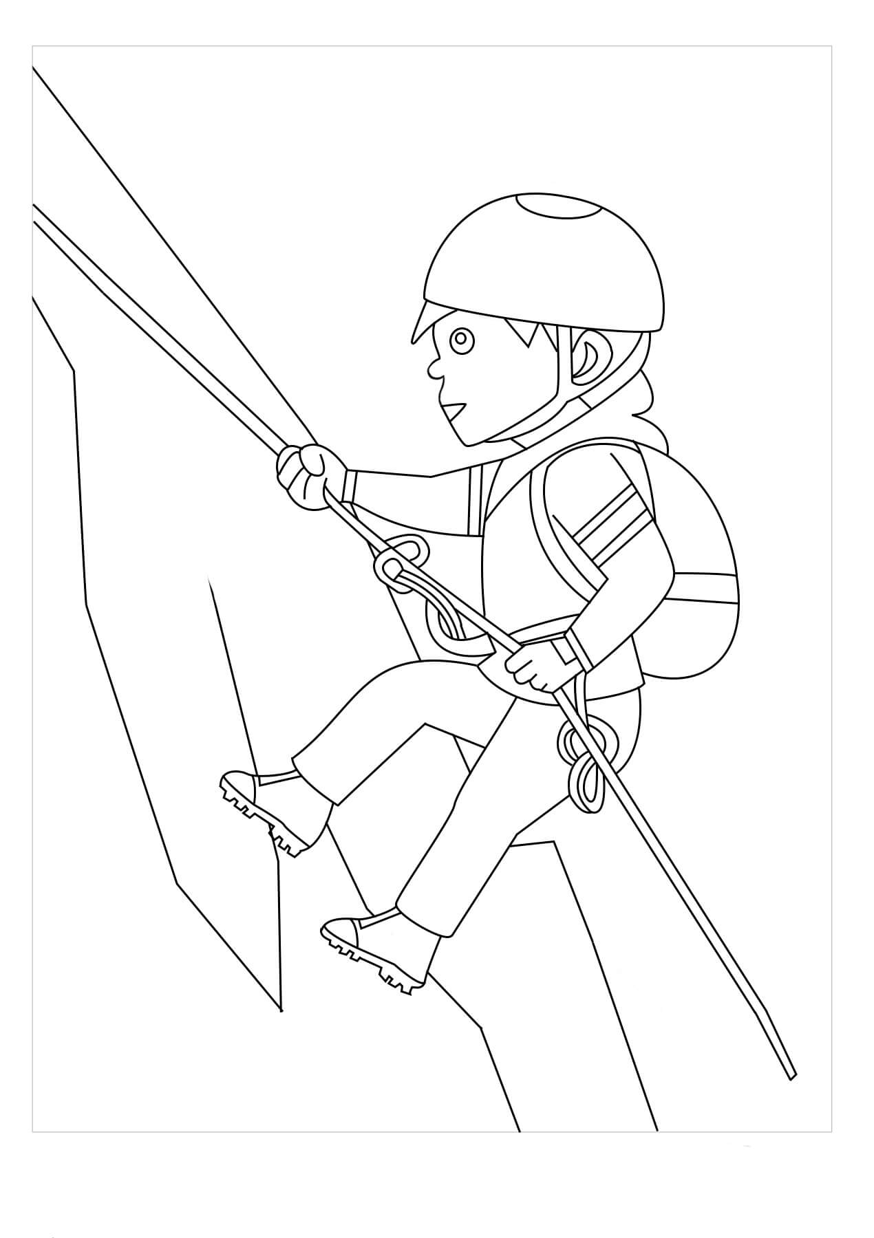 Dibujo de Hombre Cuerda Escalada para Colorear y Imprimir