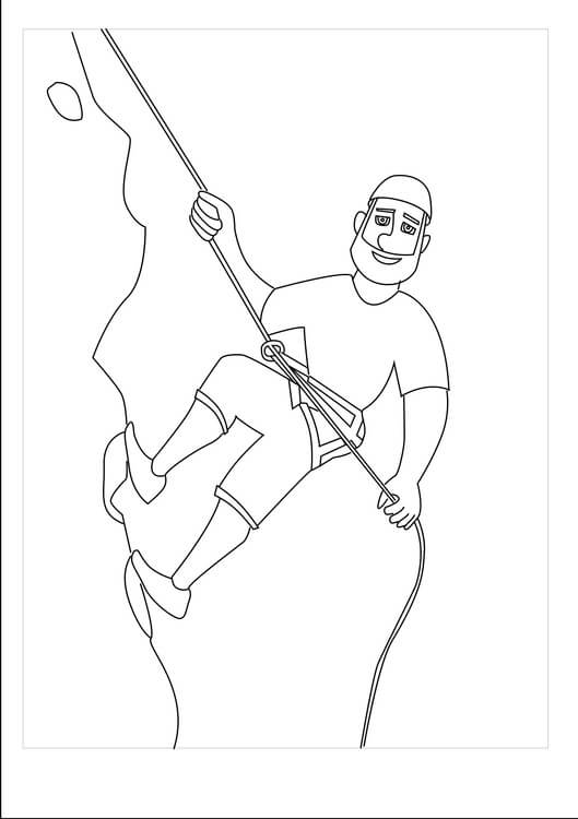 Dibujo de Hombre Escalada En Roca para Colorear y Imprimir