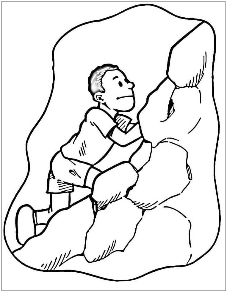 Dibujo de Hombre Fuerte Es Escalada En Roca para Colorear y Imprimir