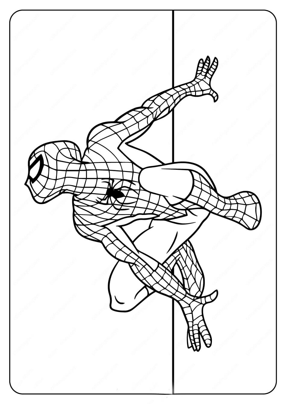 Dibujo de Pared de Escalada de Spiderman Genial para Colorear y Imprimir