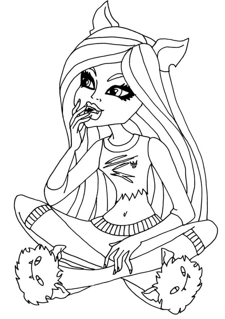 Dibujo de Clawdeen Sentado para Colorear y Imprimir