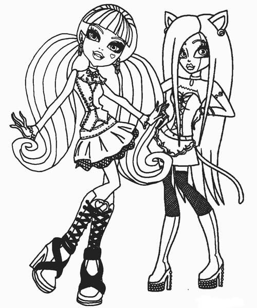 Dibujo de Draculaura y Clawdeen para Colorear y Imprimir