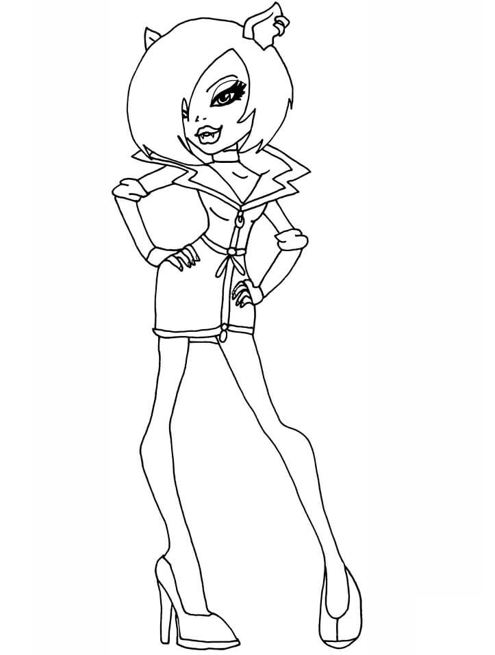 Dibujo de Escuela Secundaria de Monstruos Clawdeen Loba para Colorear y Imprimir