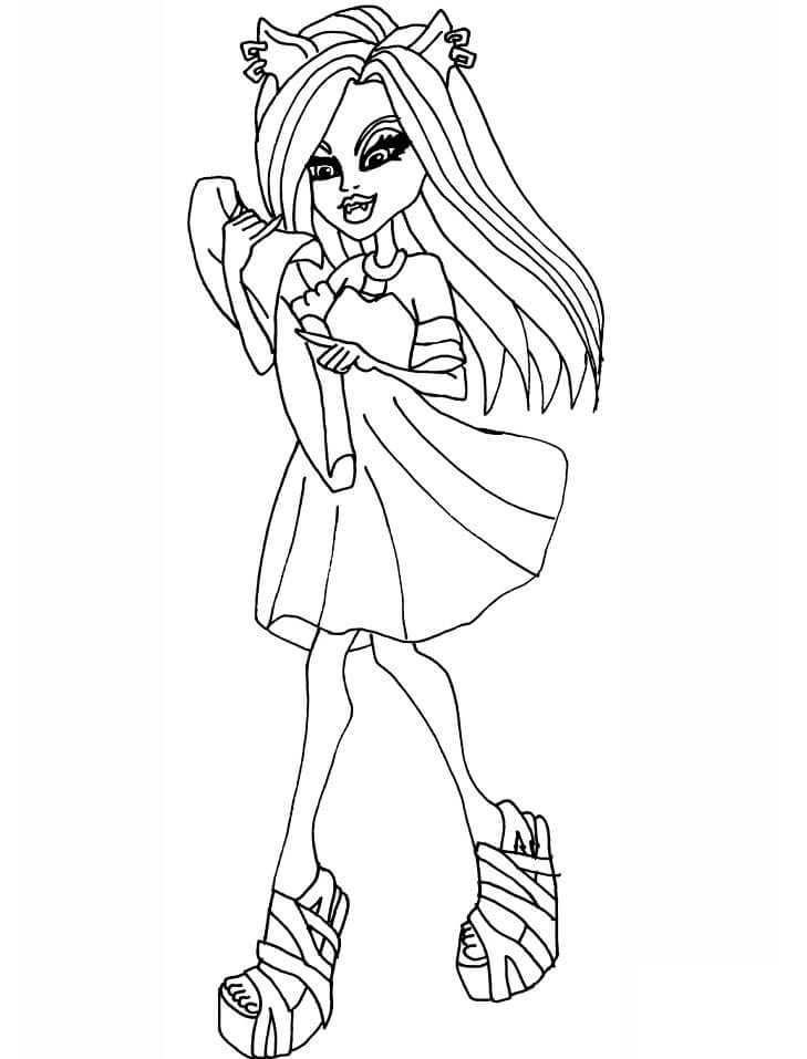 Dibujo de Escuela Secundaria de Monstruos Clawdeen para Colorear y Imprimir