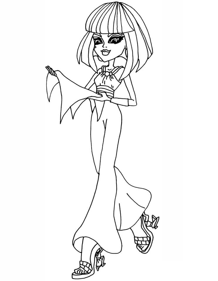 Dibujo de Escuela Secundaria de Monstruos Cleo de Nile para Colorear y Imprimir
