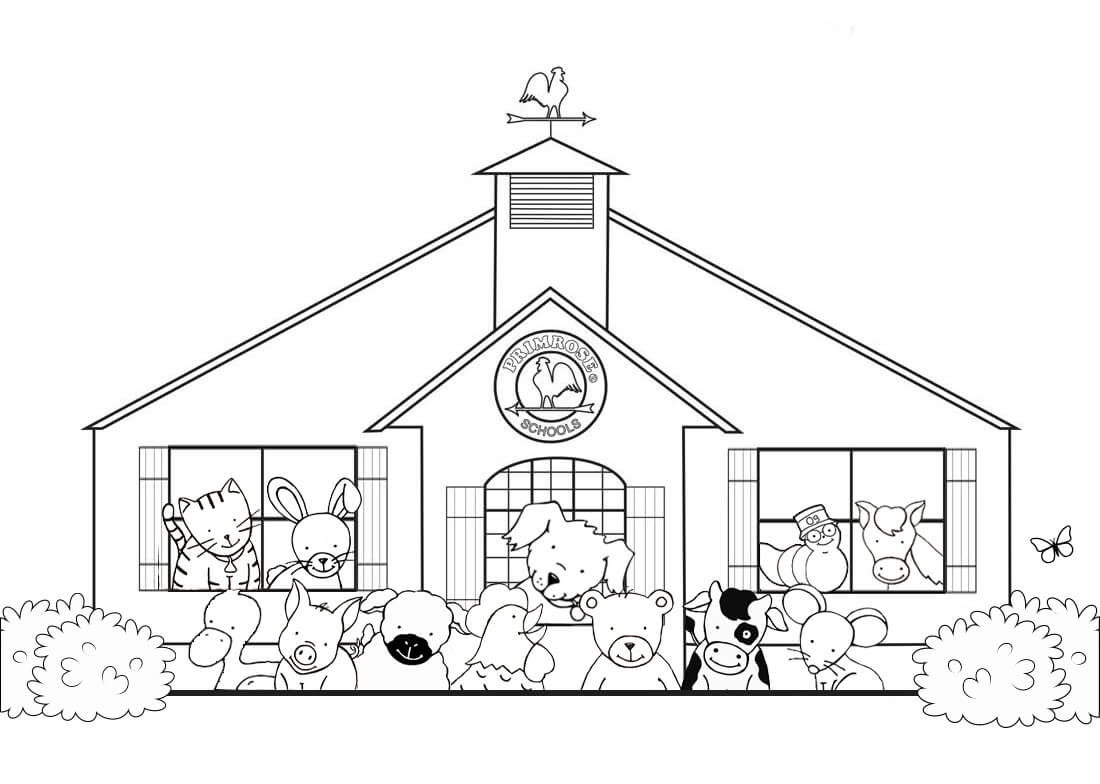 Dibujo de Animales En La Escuela para Colorear y Imprimir