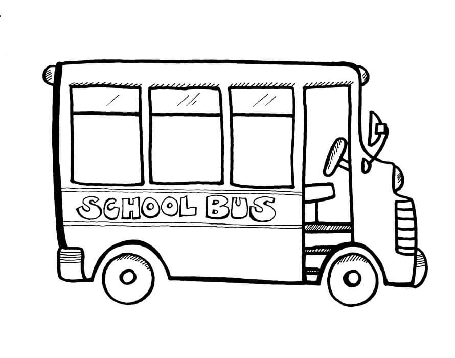 Dibujo de Dibujar a Mano Autobús Escolar para Colorear y Imprimir