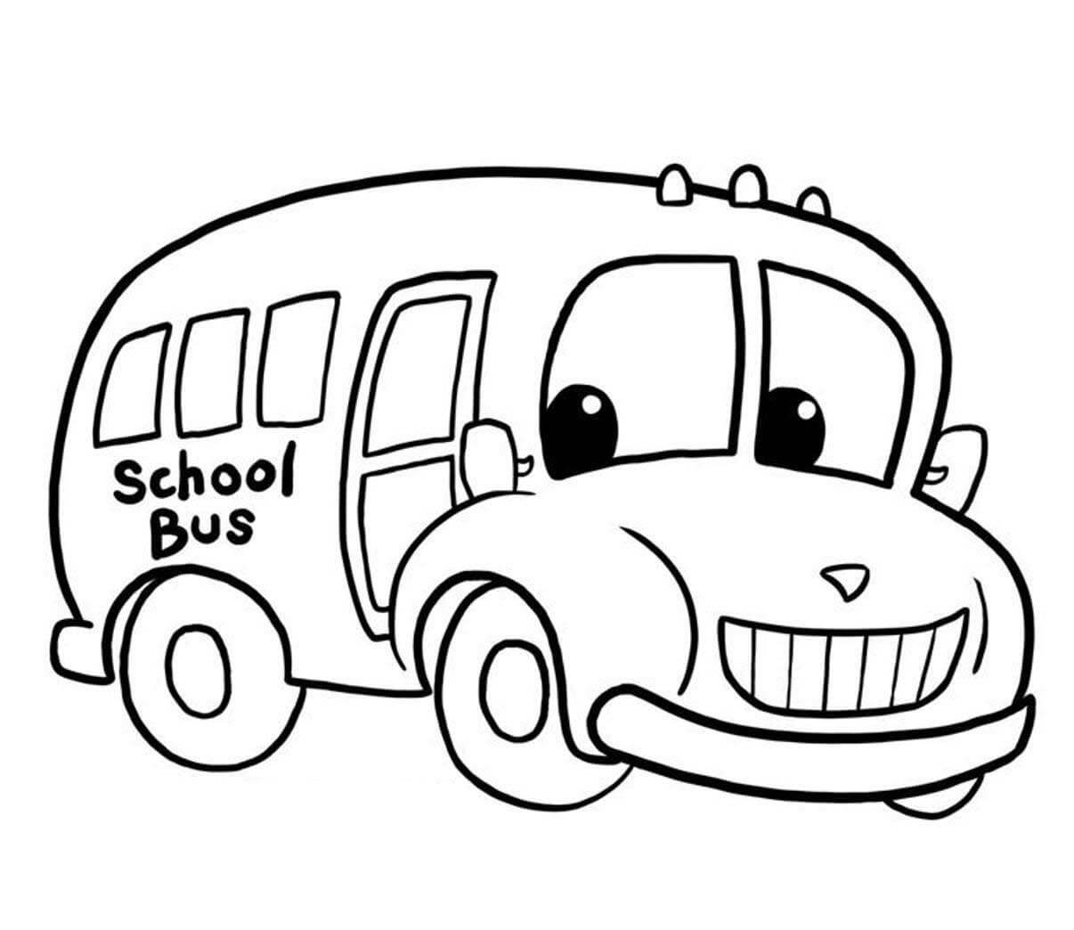 Dibujo de Diversión En Autobús Escolar para Colorear y Imprimir