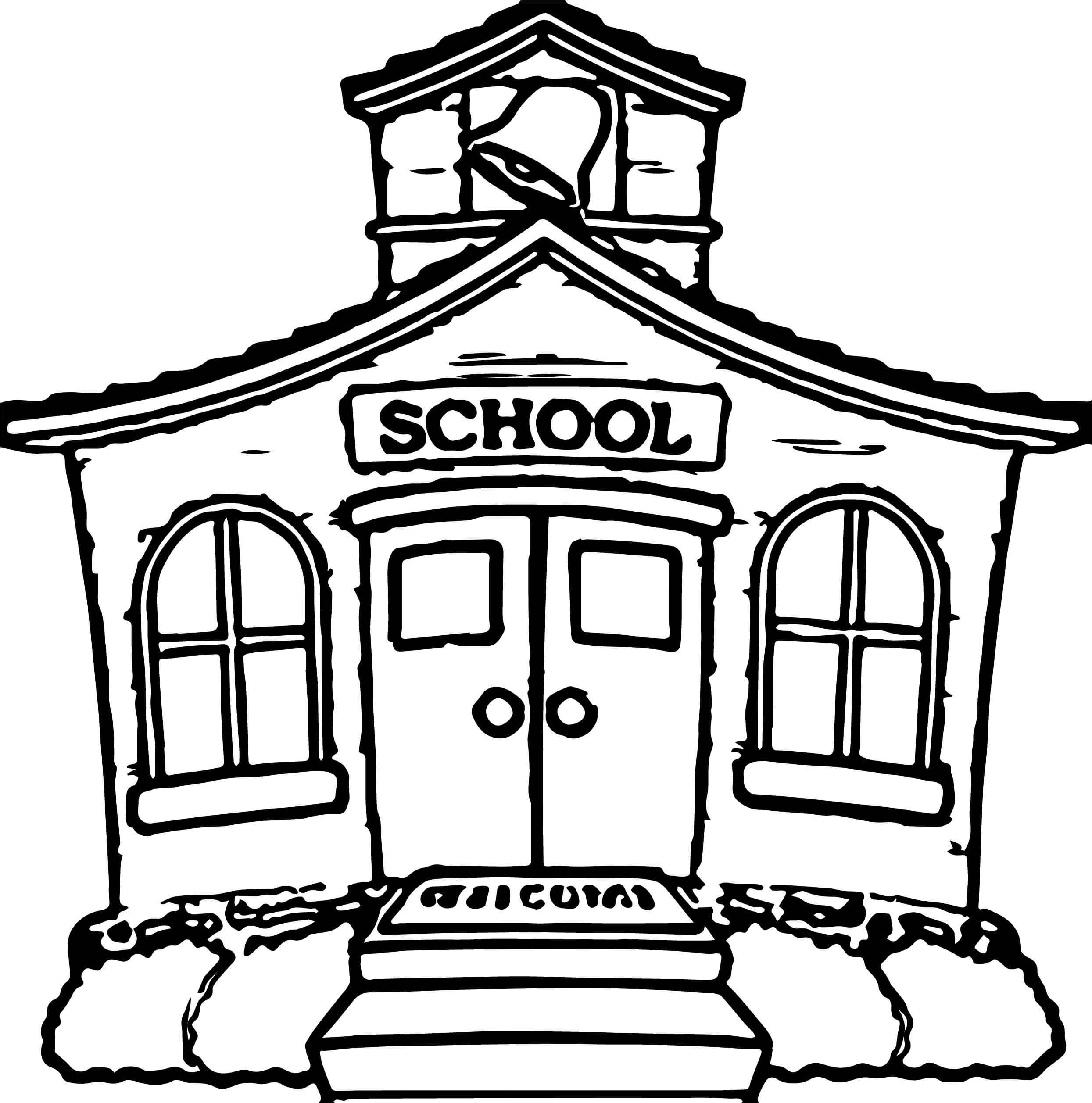 Dibujo de Escuela de Dibujo Simple para Colorear y Imprimir