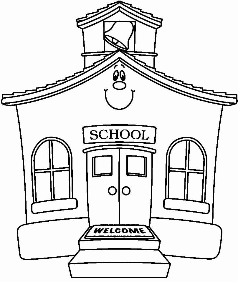 Dibujo de Escuela Sonriente para Colorear y Imprimir