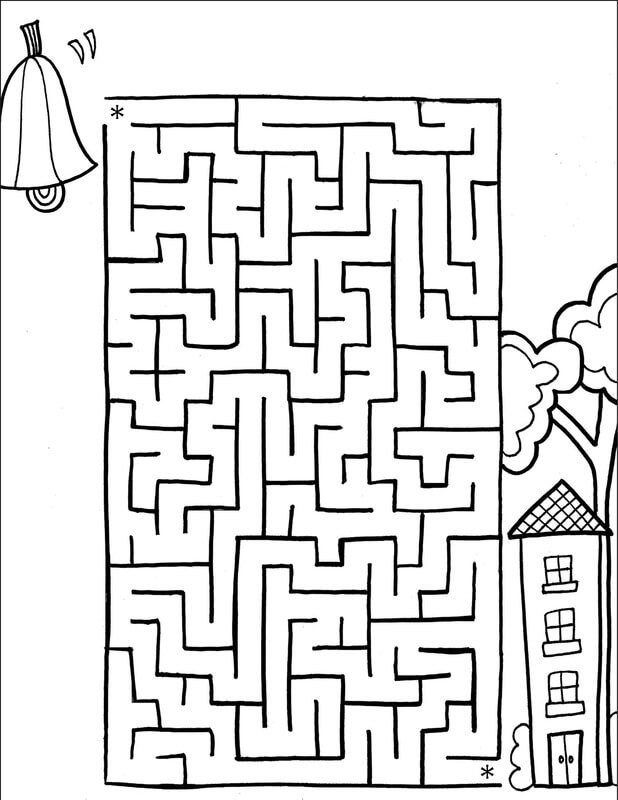 Dibujo de Laberinto Escolar para Colorear y Imprimir