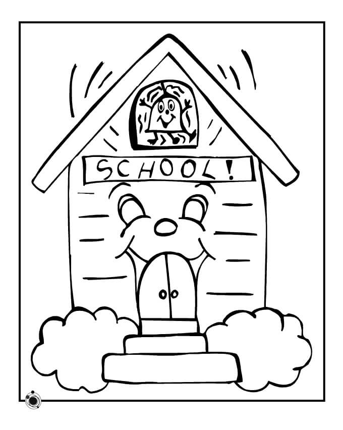 Dibujo de Linda Escuela de Dibujo para Colorear y Imprimir