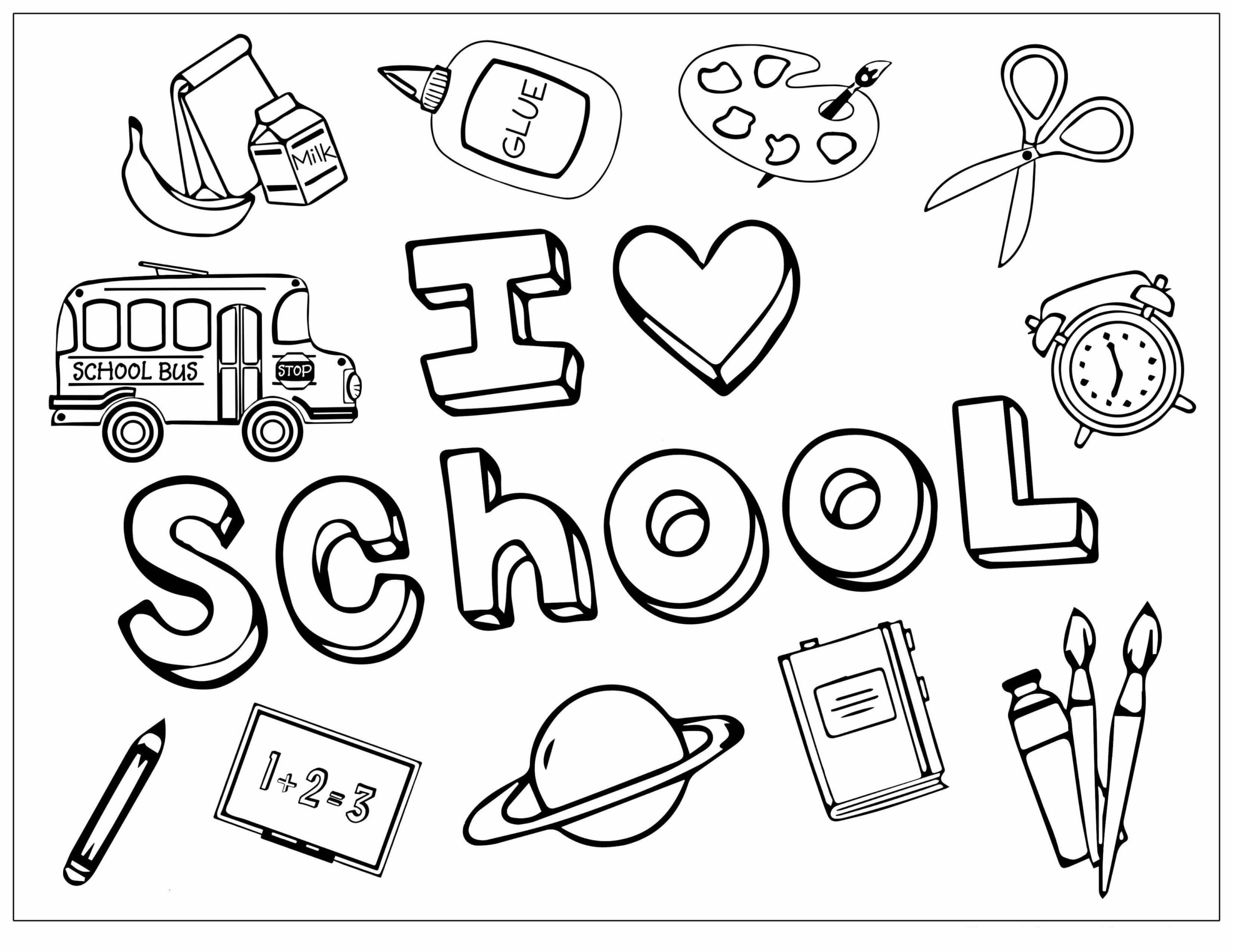 Dibujo de Me Encanta El Colegio Scaled para Colorear y Imprimir