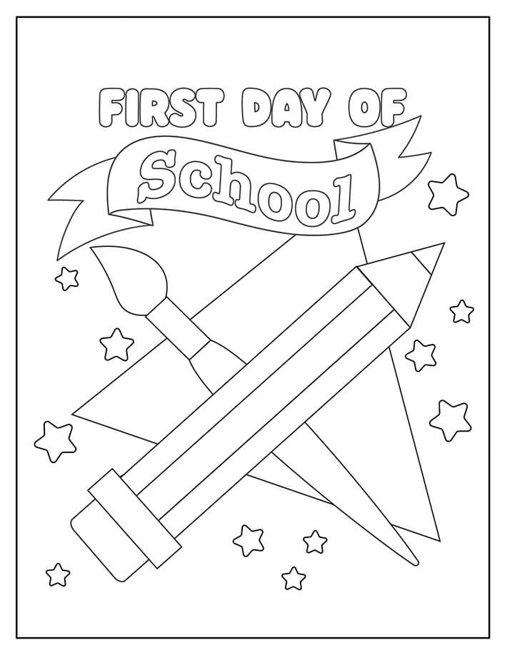 Dibujo de Primer Día de Escuela para Colorear y Imprimir
