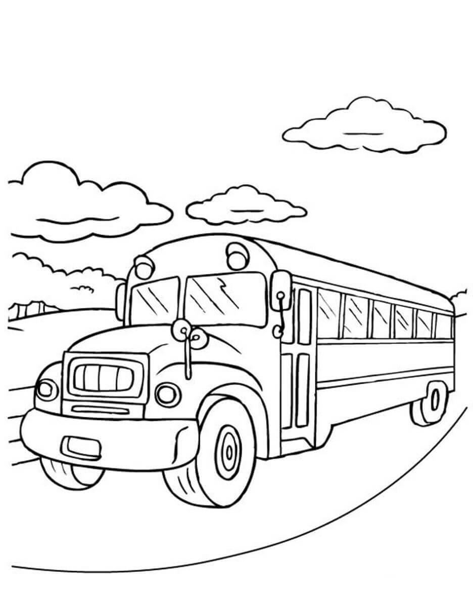 Dibujo de Regreso Al Autobús Escolar para Colorear y Imprimir