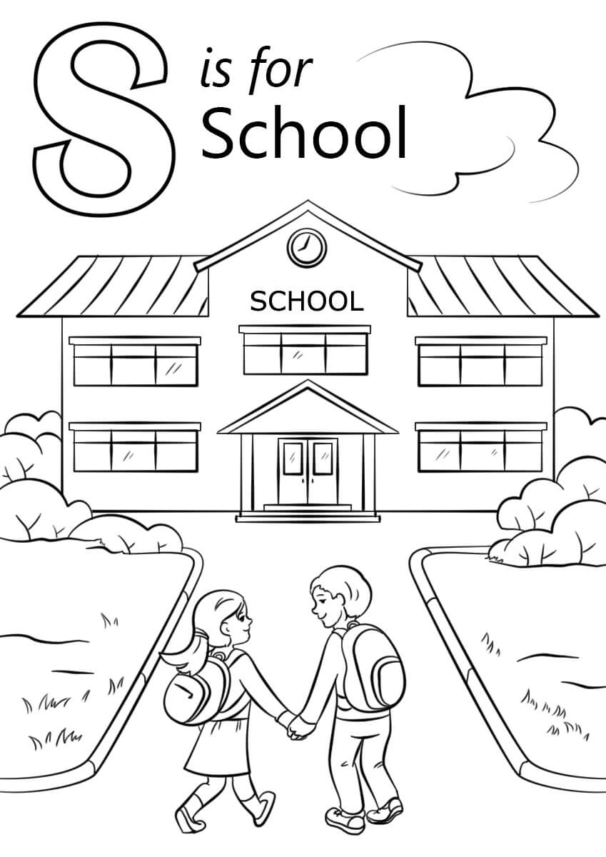 Dibujo de S Es para La Escuela para Colorear y Imprimir