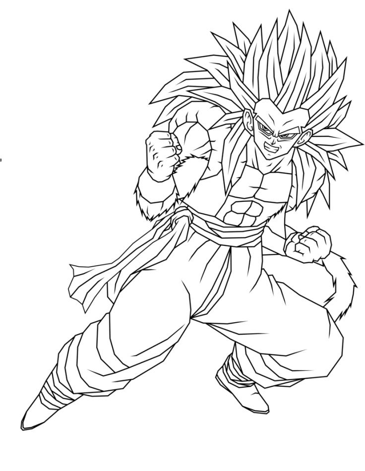 Dibujo de Contento Ssj4 Gogeta Lucha para Colorear y Imprimir