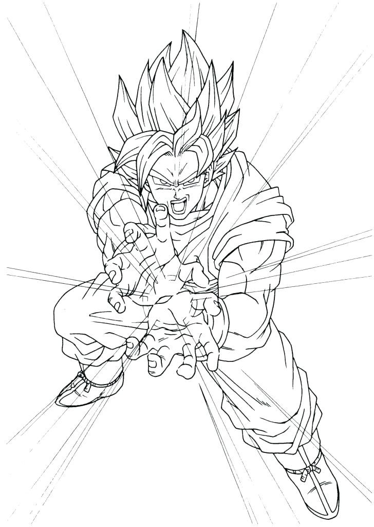 Dibujo de Goku Con Kame Hame Ha para Colorear y Imprimir