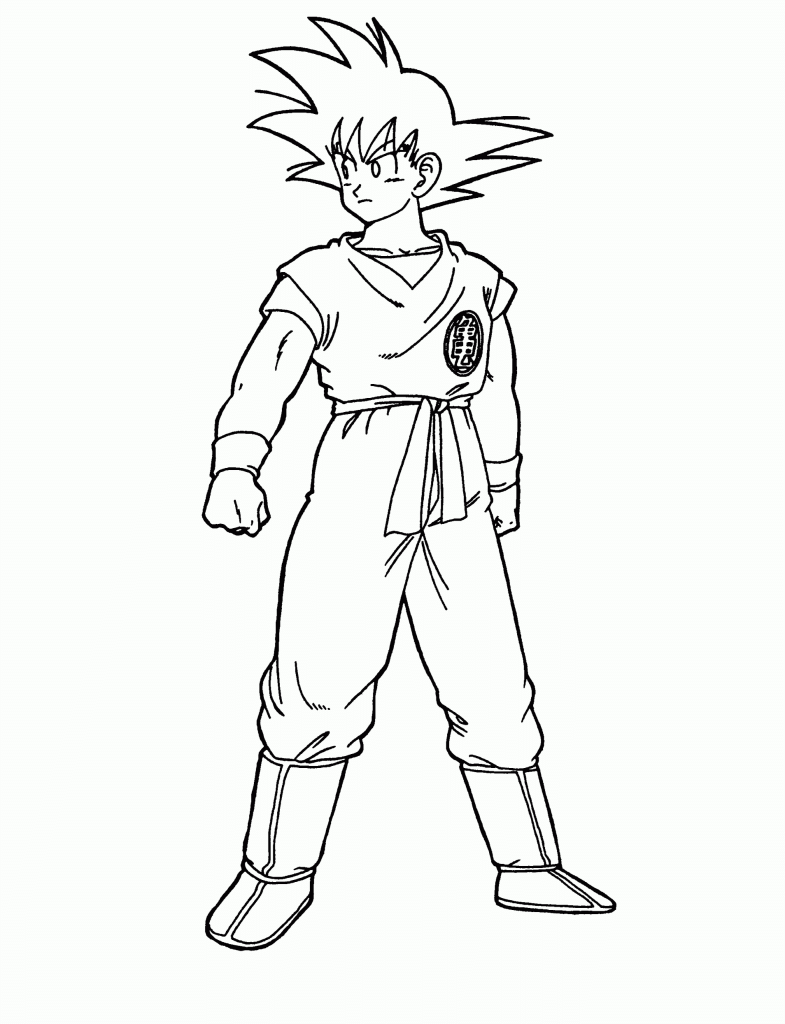 Dibujo de Goku Normal para Colorear y Imprimir
