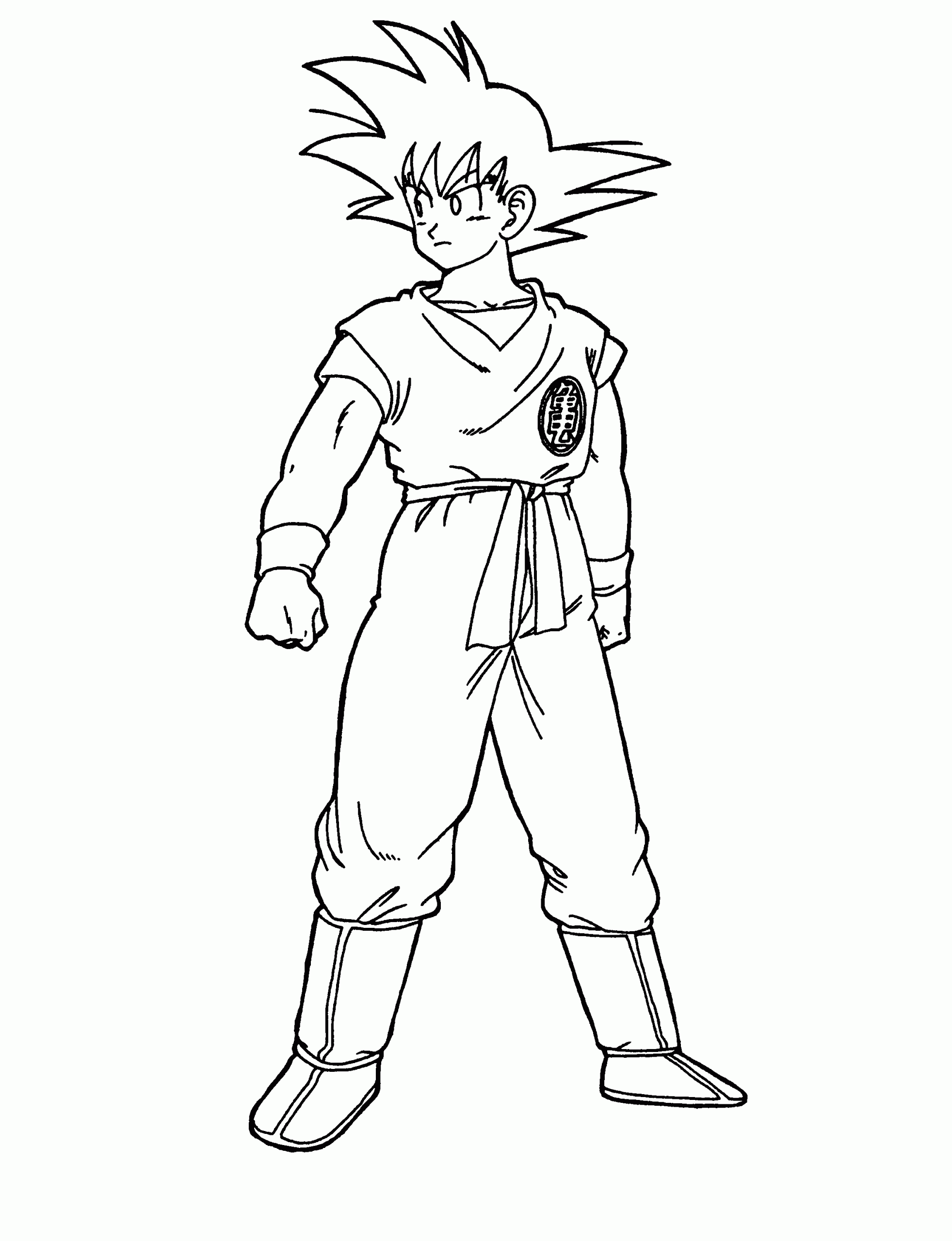Dibujo de Goku Normal para Colorear y Imprimir