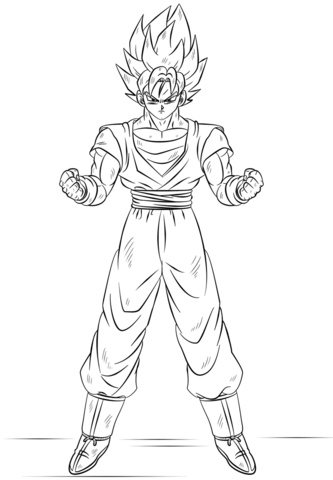 Dibujo de Goku Súper Saiyan para Colorear y Imprimir