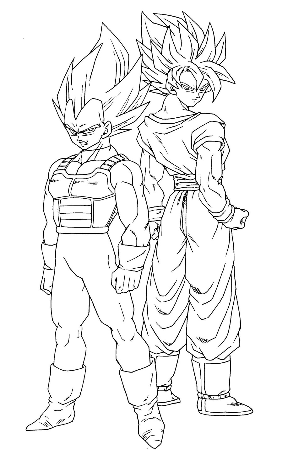 Dibujo de Impresionante Goku y Vegeta para Colorear y Imprimir