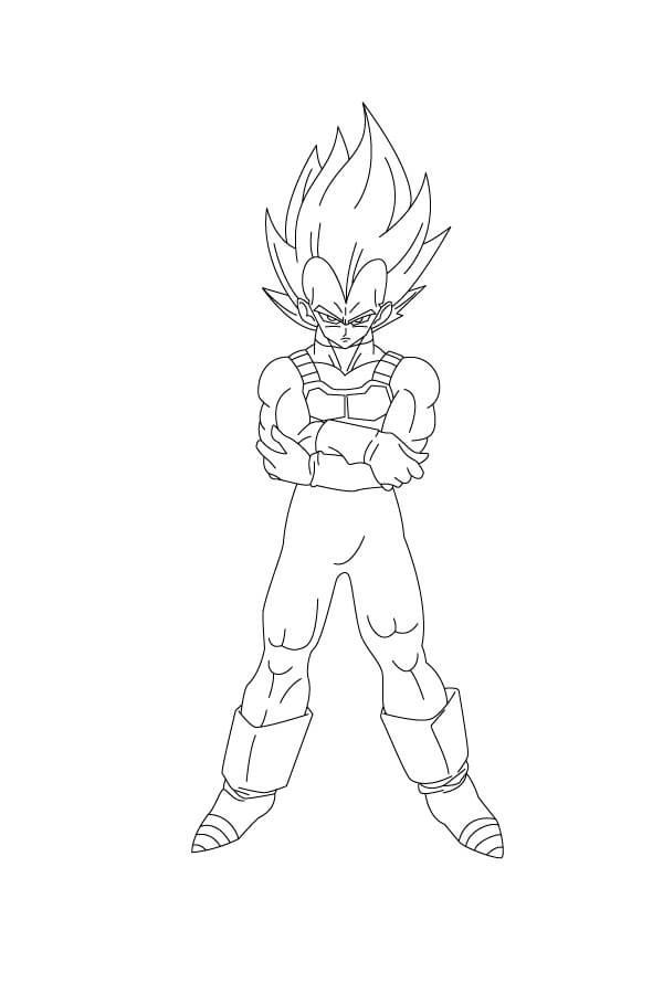 Dibujo de Vegeta Está Enojado para Colorear y Imprimir