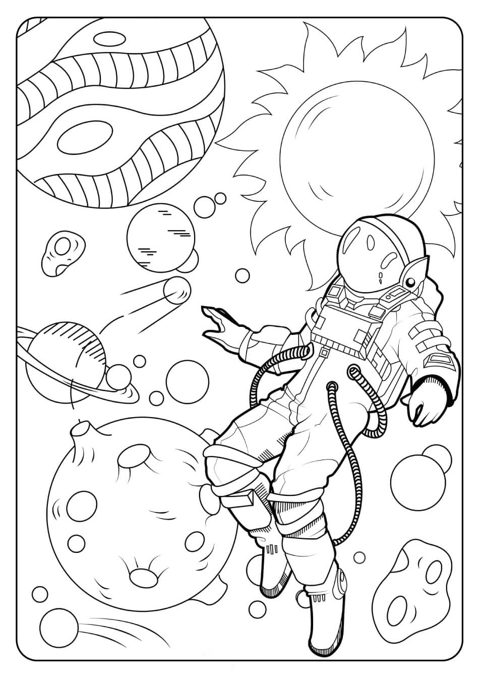 Dibujo de Astronauta En El Espacio para Colorear y Imprimir