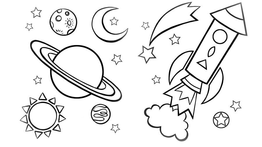 Dibujo de Bonito Espacio para Colorear y Imprimir