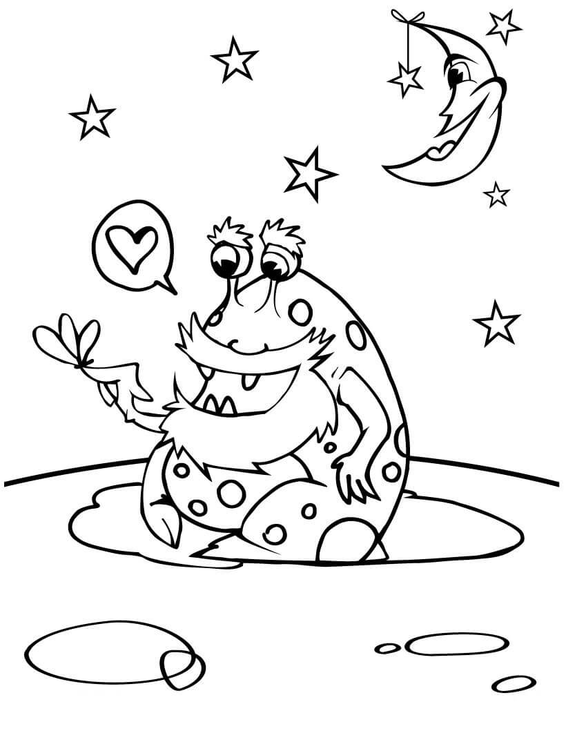 Dibujo de Espacio Exterior Extraterrestre Divertido para Colorear y Imprimir