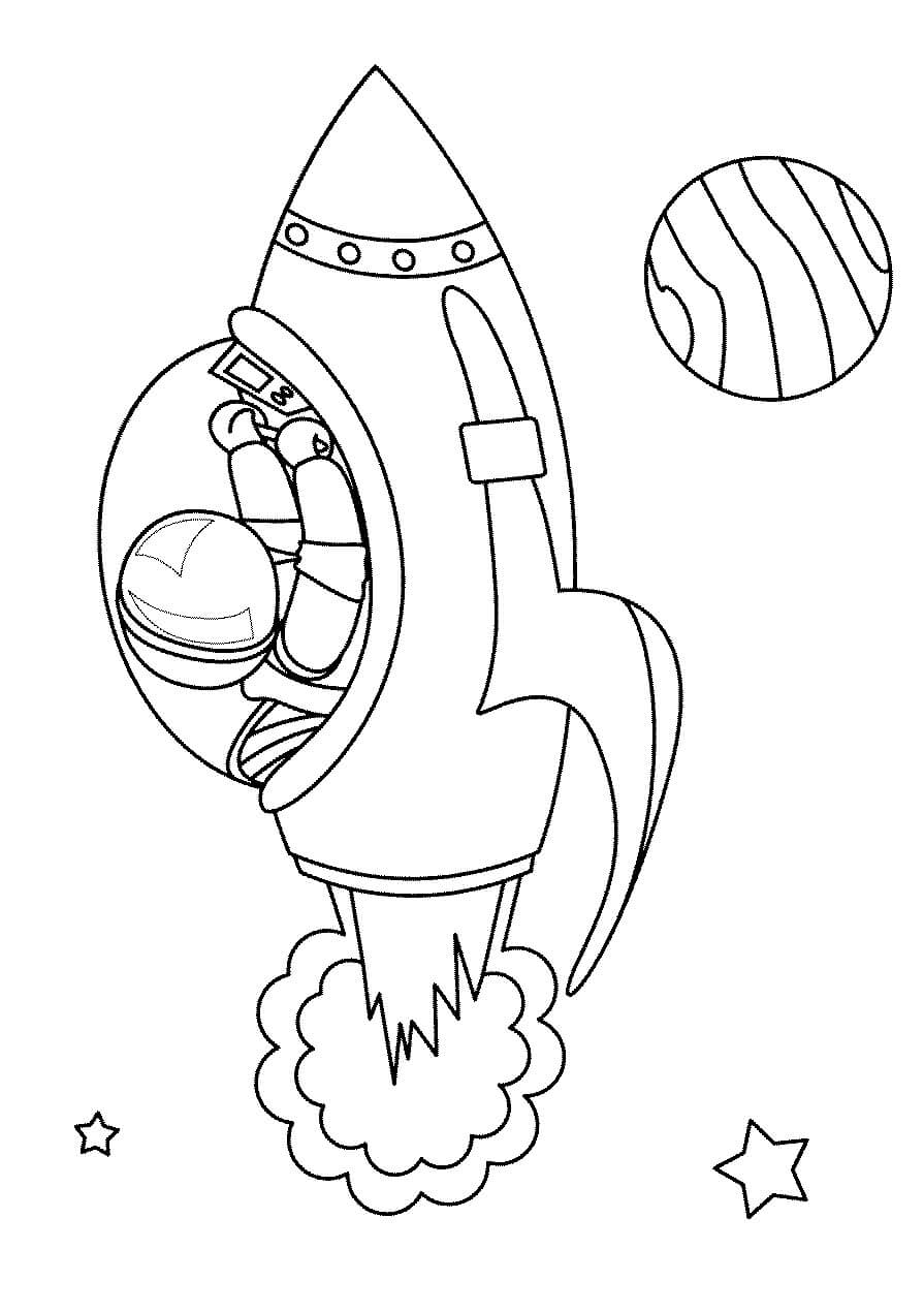 Dibujo de Pizza En El Espacio para Colorear y Imprimir