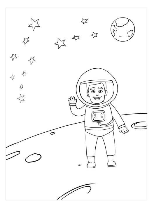 Dibujo de Rocketman En El Espacio para Colorear y Imprimir