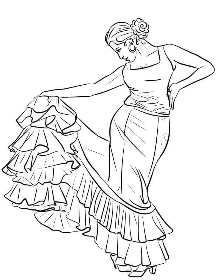 Dibujo de Bailarina Espanola para Colorear y Imprimir